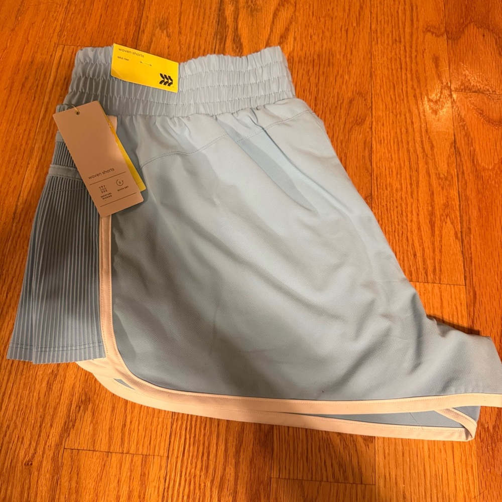 🍎Light Blue Women's Athletic Shorts with White Trim
